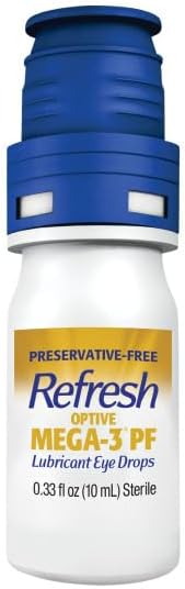 Refresh OPTIVE MEGA-3 PF Lubricant Eye Drops Preservative-Free Artificial Tears, 0.33 fl oz (10mL)