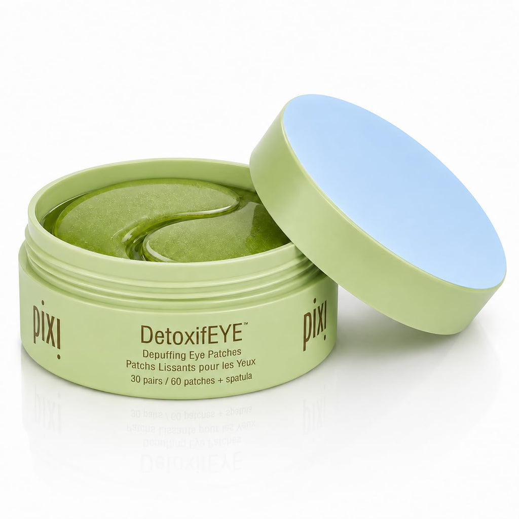 Pixi DetoxifEYE Depuffing Hydrogel Eye Patches with Cucumber, Hyaluronic Acid & Caffeine for Puffy Eyes and Dark Circles | Treats Tired Eyes, Puffiness and Eyebags | Hydrate Eye Area, 60 Patches