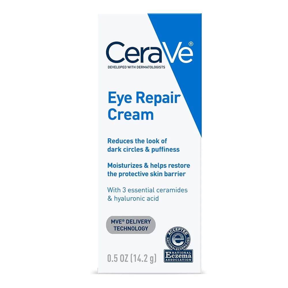 CeraVe Eye Repair Cream, Hyaluronic Acid Eye Cream for Dark Circles, 0.5oz