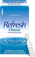 REFRESH CLASSIC Lubricant Eye Drops Preservative-Free Artificial Tears, 0.01 fl oz (0.4 mL), 50 Single-Use Containers