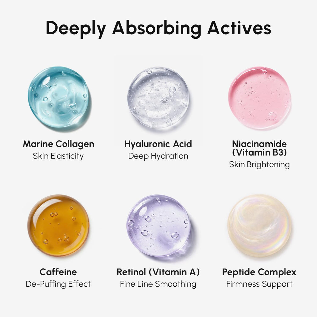 MAREE Invisible Under Eye Patches for Puffy Eyes and Dark Circles with Peptide Collagen, Caffeine & Retinol - Eye Masks for Women & Men for Undereye Bags & Puffiness Reducing - Parches para Ojeras