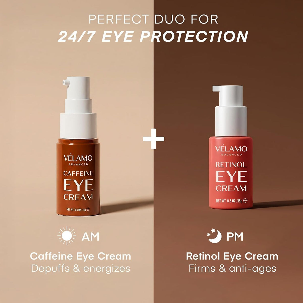 VELAMO ADVANCED Caffeine Eye Cream for Dark Circles, Puffiness & Under Eye Bags – Energizing & Depuffing Under Eye Cream to Smooth Wrinkles & Fine Lines – Dermatologist Tested 0.5 OZ/15g