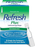 REFRESH PLUS Lubricant Eye Drops Preservative-Free Artificial Tears, 0.01 fl oz (0.4 mL), 70 Single-Use Containers