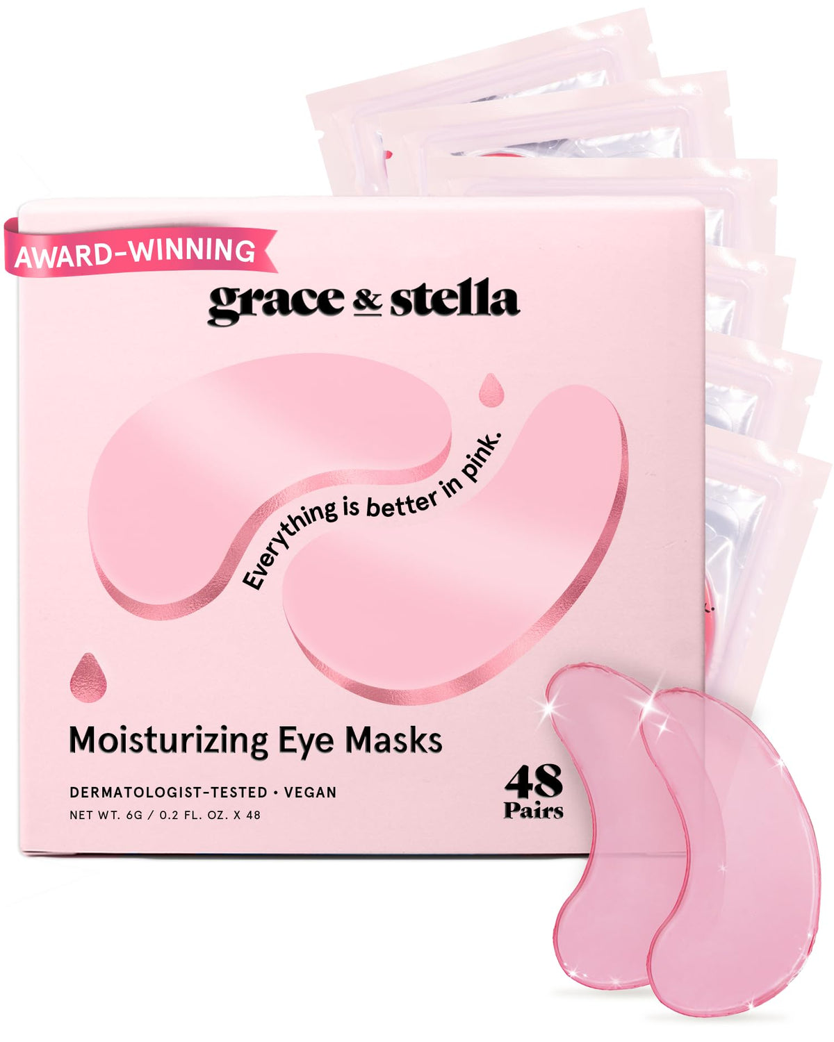 grace & stella Award Winning Under Eye Mask - Birthday Gifts for Women - Gel Eye Patches for Dark Circles, Puffy Eyes, Wrinkles, Undereye Bags - Gifts for Teen Girls - Vegan (48 Pairs, Gold)