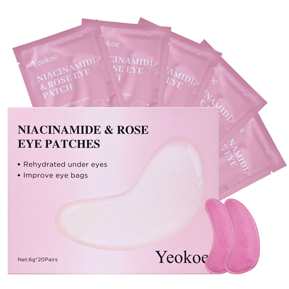 Yeokoe Under Eye Patches for Dark Circles,Eye Mask for Puffy Eyes With Collagen,Retinol,Vitmin C,Hyaluronic Acid and Niacinamide Face Masks Skincare Spa Gifts for Woman 20Pairs