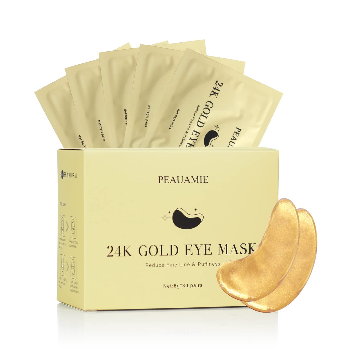 PEAUAMIE Under Eye Patchs Hyaluronic Acid Eye Mask for Dark Circles and Puffiness Wrinkle Eye Bags 30 Pairs
