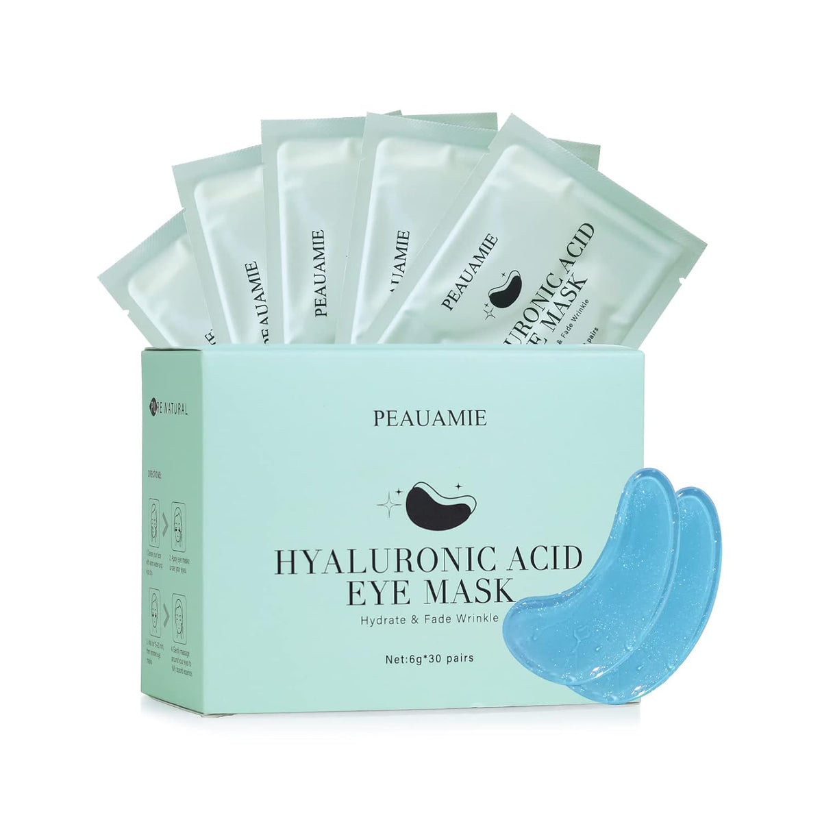 PEAUAMIE Under Eye Patches Gold and Hyaluronic Acid for puffy eyes,Rose Eye Masks for Dark Circles and Puffiness skin care Smooth Wrinkles products 30 Pairs
