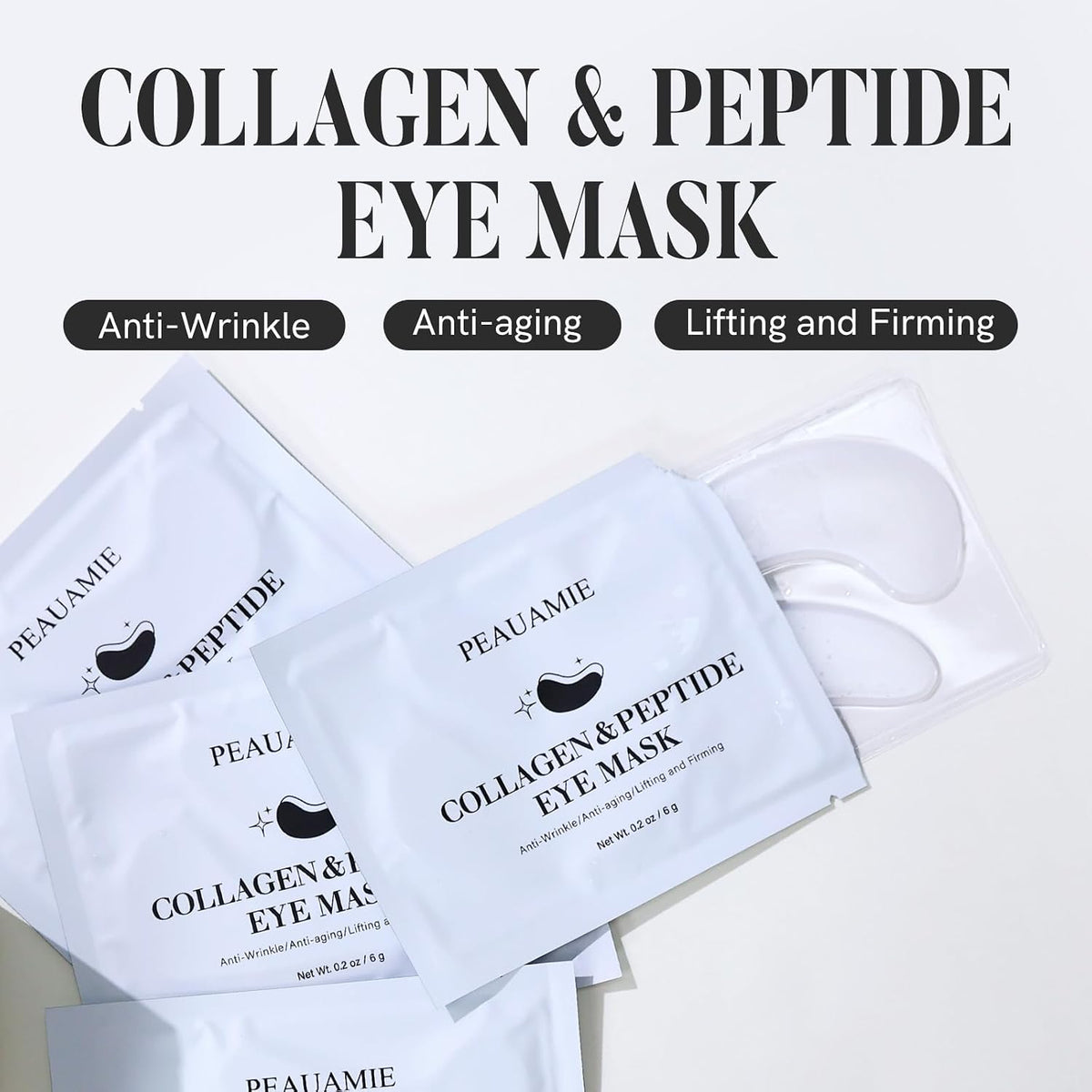 PEAUAMIE Under Eye Patches Collagen and Peptide Eye Mask for Dark Circles and Puffiness,Face Mask Skin Care Products 30 Pairs