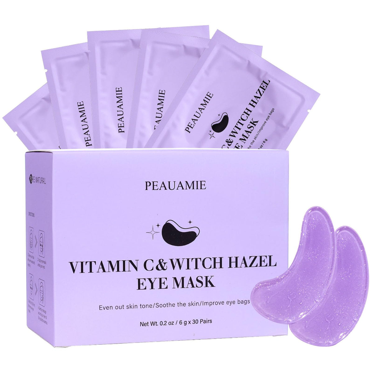 PEAUAMIE Under Eye Patchs Hyaluronic Acid Eye Mask for Dark Circles and Puffiness Wrinkle Eye Bags 30 Pairs