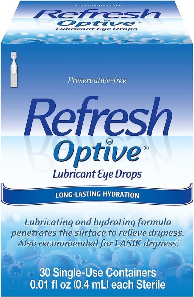 REFRESH OPTIVE Preservative-Free Artificial Tears Lubricant Eye Drops, 0.01 fl oz (0.4 mL), 30 Single-Use Containers