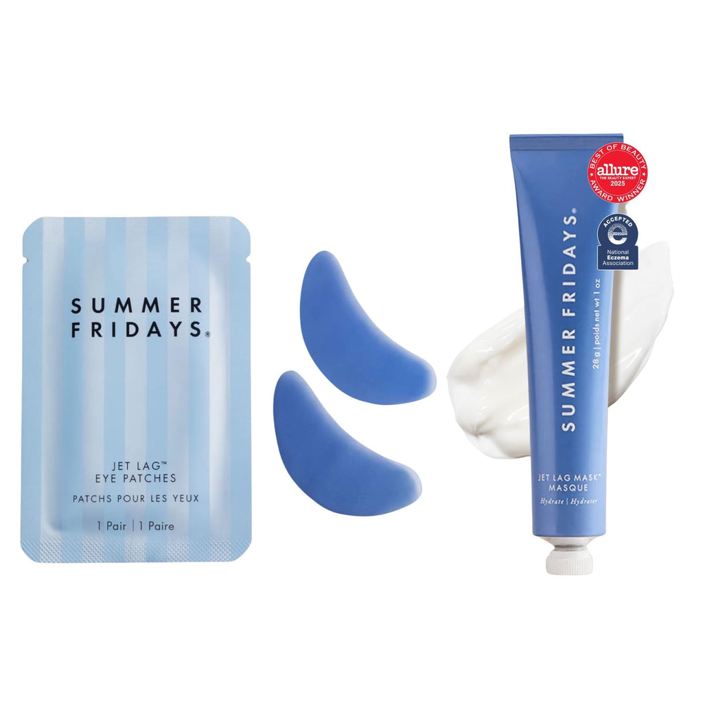 Summer Fridays Jet Lag Hydrating Eye Patches - De-puffing Hydrogel Under Eye Masks with Hyaluronic Acid, Caffeine + Peptides - Soothing + Refreshing At-Home + Travel Skin Care (6 Pairs)