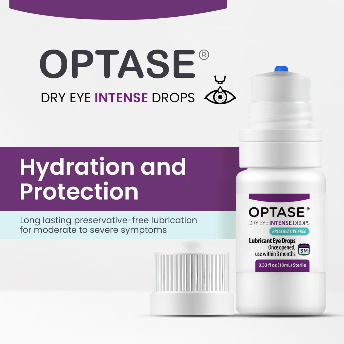 OPTASE Dry Eye Intense Drops - Preservative Free Eye Drops - Multidose Bottle - Step 3 Hydrate - .33 fl oz, 300 Doses