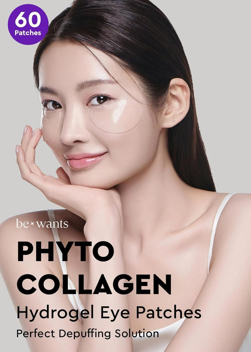 bewants Under Eye Patches for Puffy Eyes, Korean Under Eye Mask with Vegan Collagen and Hyaluronic Acid, Patches for Dark Circles and Cooling, 60 pieces