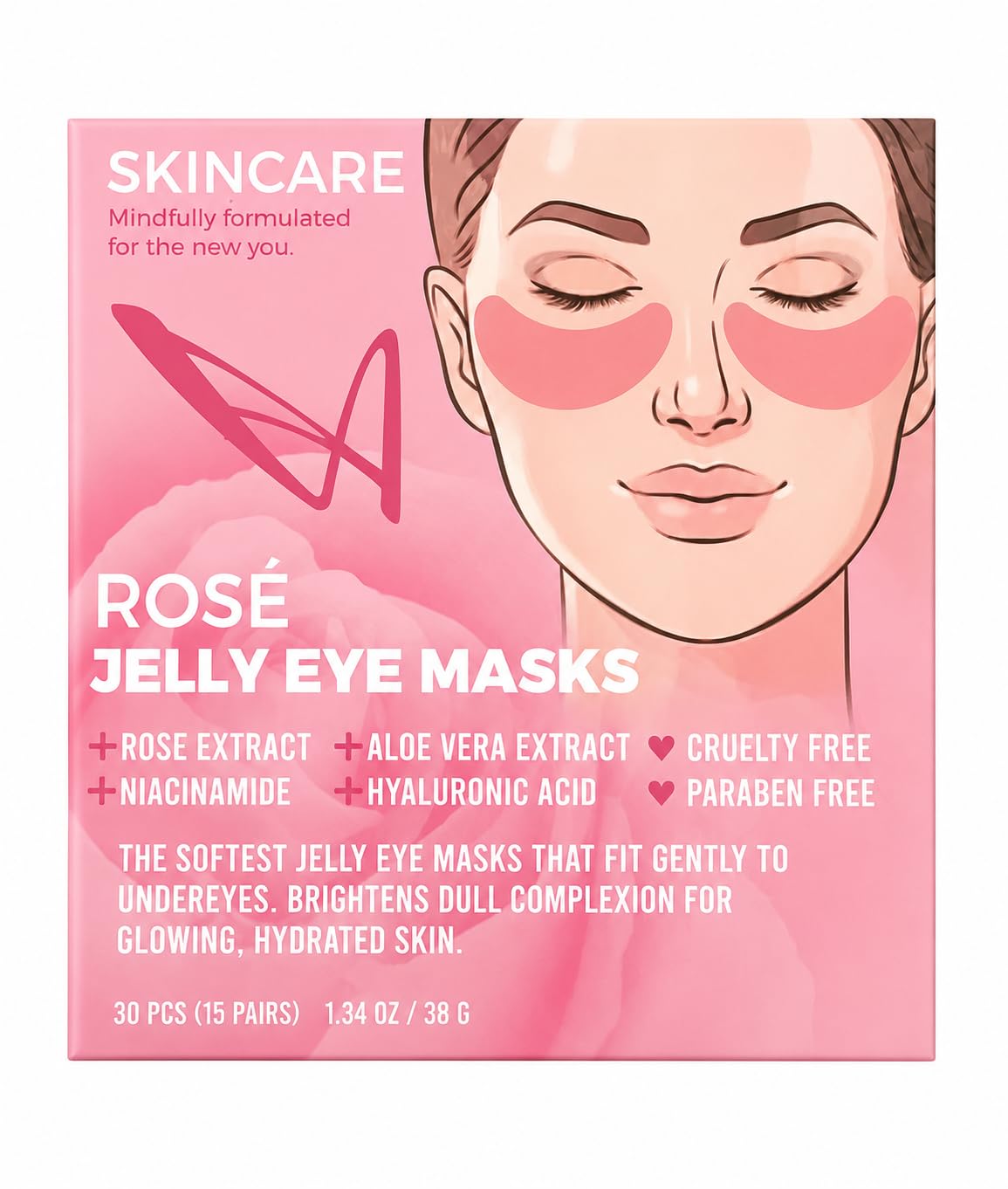 SKINCARE Caffeine De-Puffing Jelly Eye Masks with vitamin C .Tranexamic Acid, Niacinamide, Hyaluronic Acid for Brightening, Hydration, and Dark Circle Reduction, 30 Pieces, 1.34 oz (Yellow)