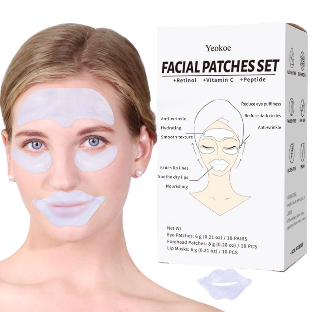 Yeokoe Under Eye Patches for Dark Circles,Eye Mask for Puffy Eyes With Collagen,Retinol,Vitmin C,Hyaluronic Acid and Niacinamide Face Masks Skincare Spa Gifts for Woman 20Pairs