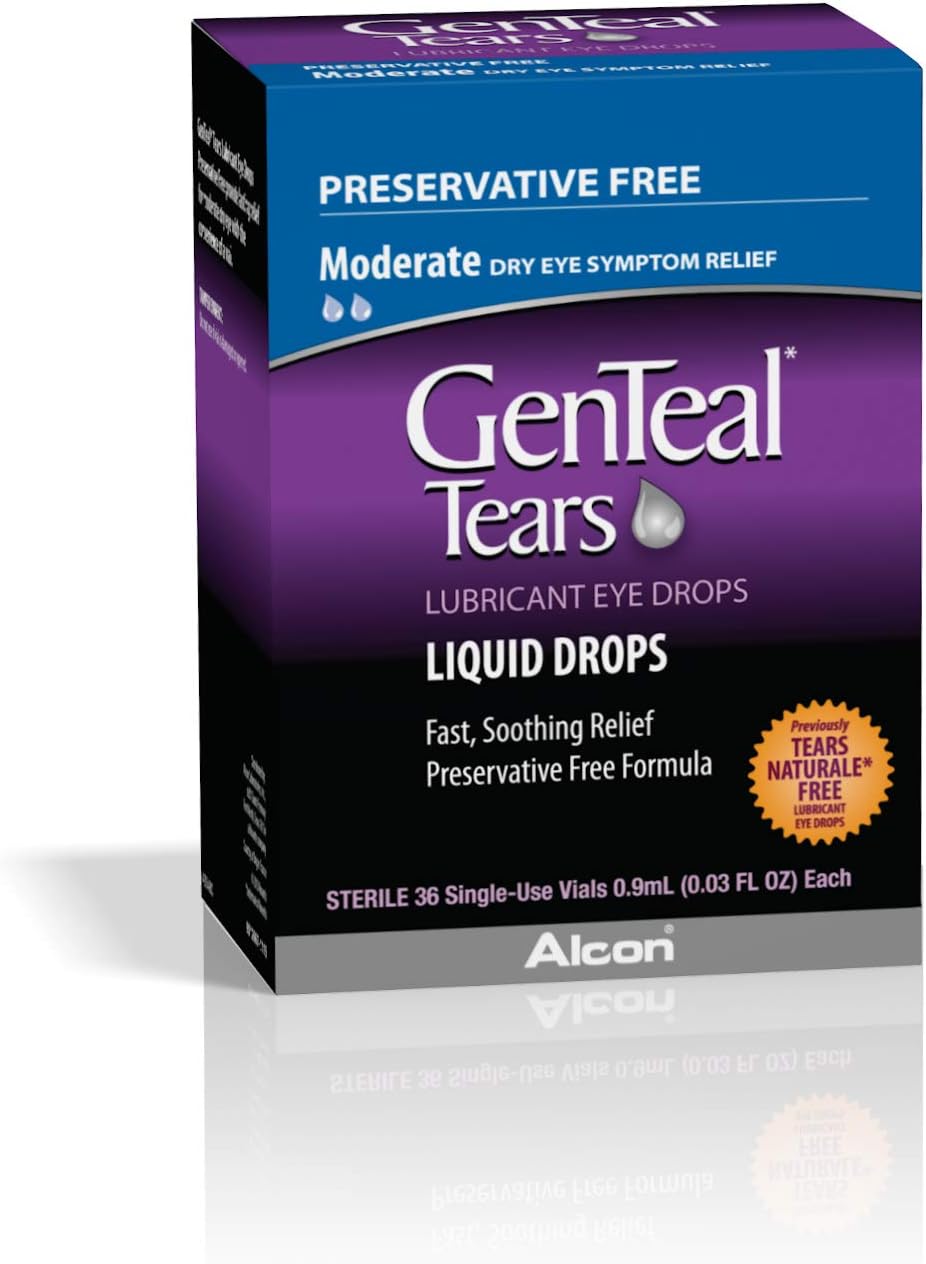 Genteal Tears Preservative Free Moderate Lubricant Eye Drops, 36 Vials