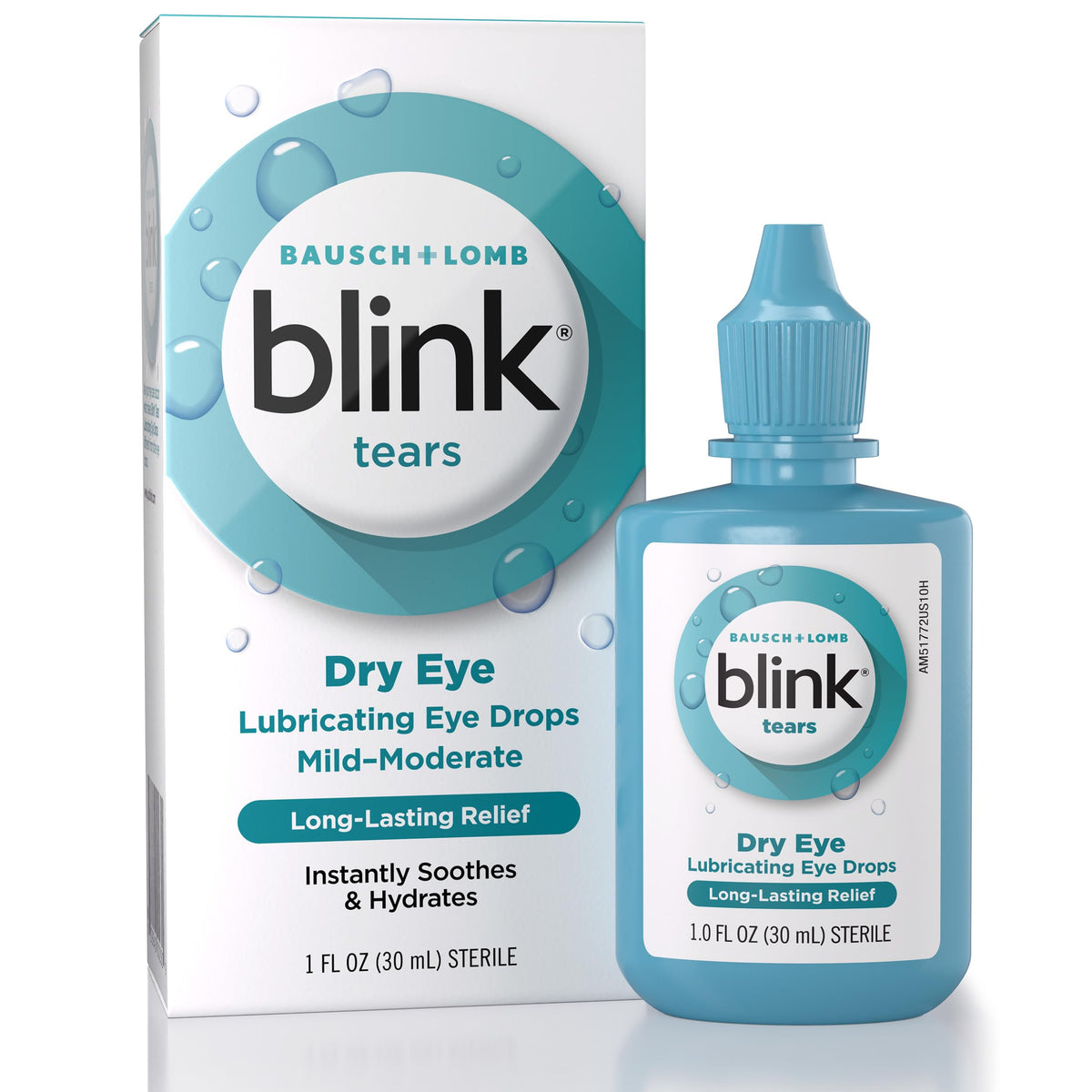 Blink Tears Lubricating Drops, Dry Eye Symptom Relief, Hyaluronate, 1 fl oz