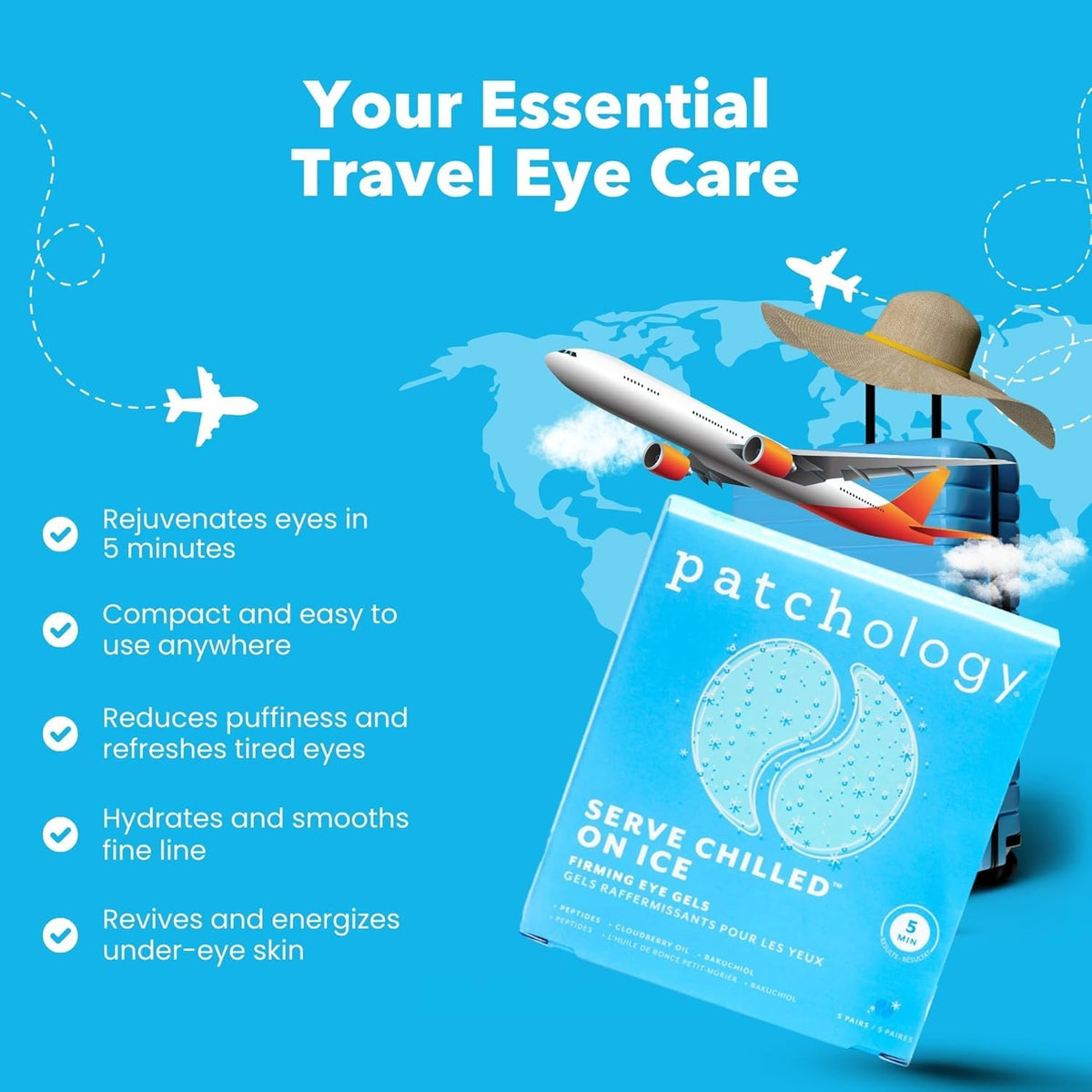 Patchology On Ice Cooling Blue Under Eye Patches For Puffy Eyes | 5 Pairs