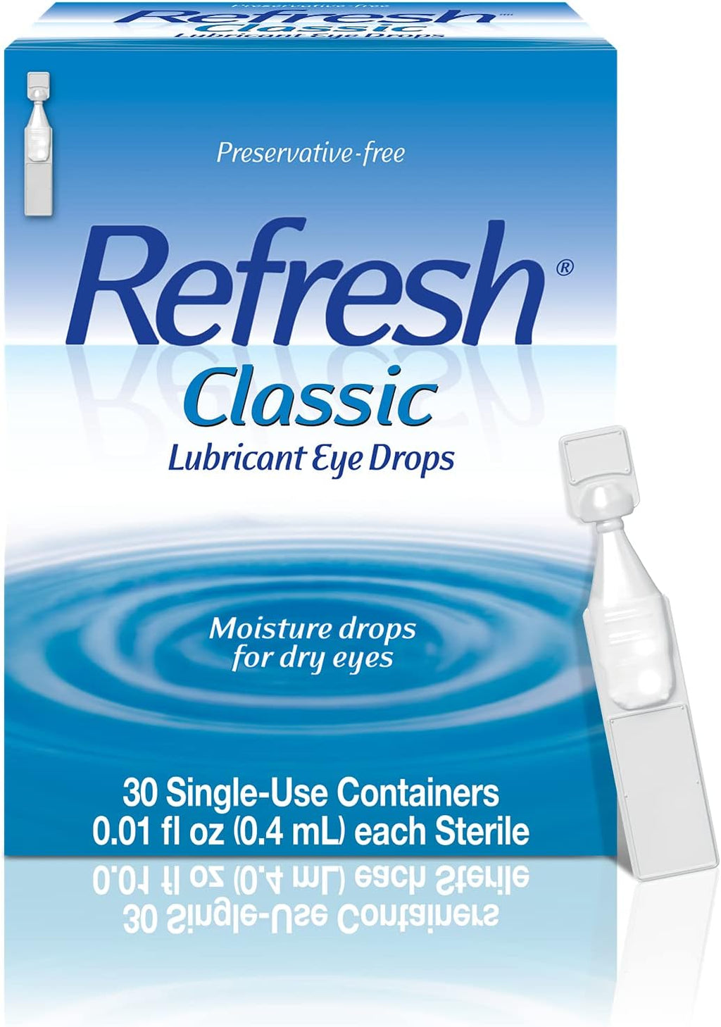 REFRESH CLASSIC Lubricant Eye Drops Preservative-Free Artificial Tears, 0.01 fl oz (0.4 mL), 30 Single-Use Containers