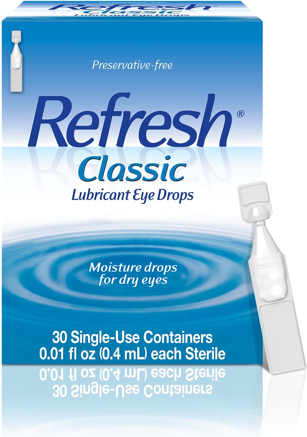 REFRESH CLASSIC Lubricant Eye Drops Preservative-Free Artificial Tears, 0.01 fl oz (0.4 mL), 30 Single-Use Containers