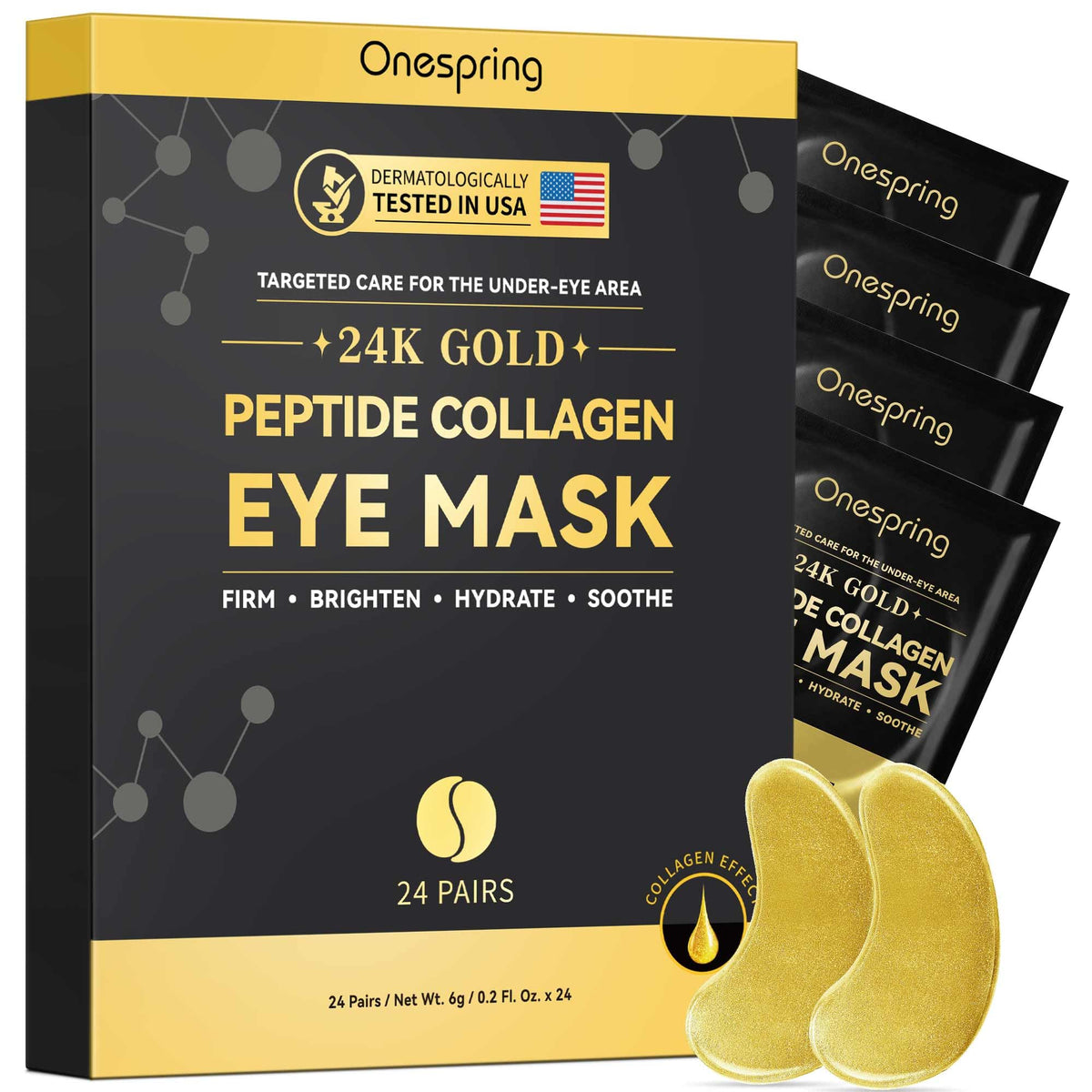 Onespring Eye Masks (48 Pairs) - Face Masks Skincare, Undereye Patches for Puffy Eyes, Dark Circles, Wrinkles, Collagen Eye Gels for Bridesmaid - Gifts for Women, Bachelorette Party Favors