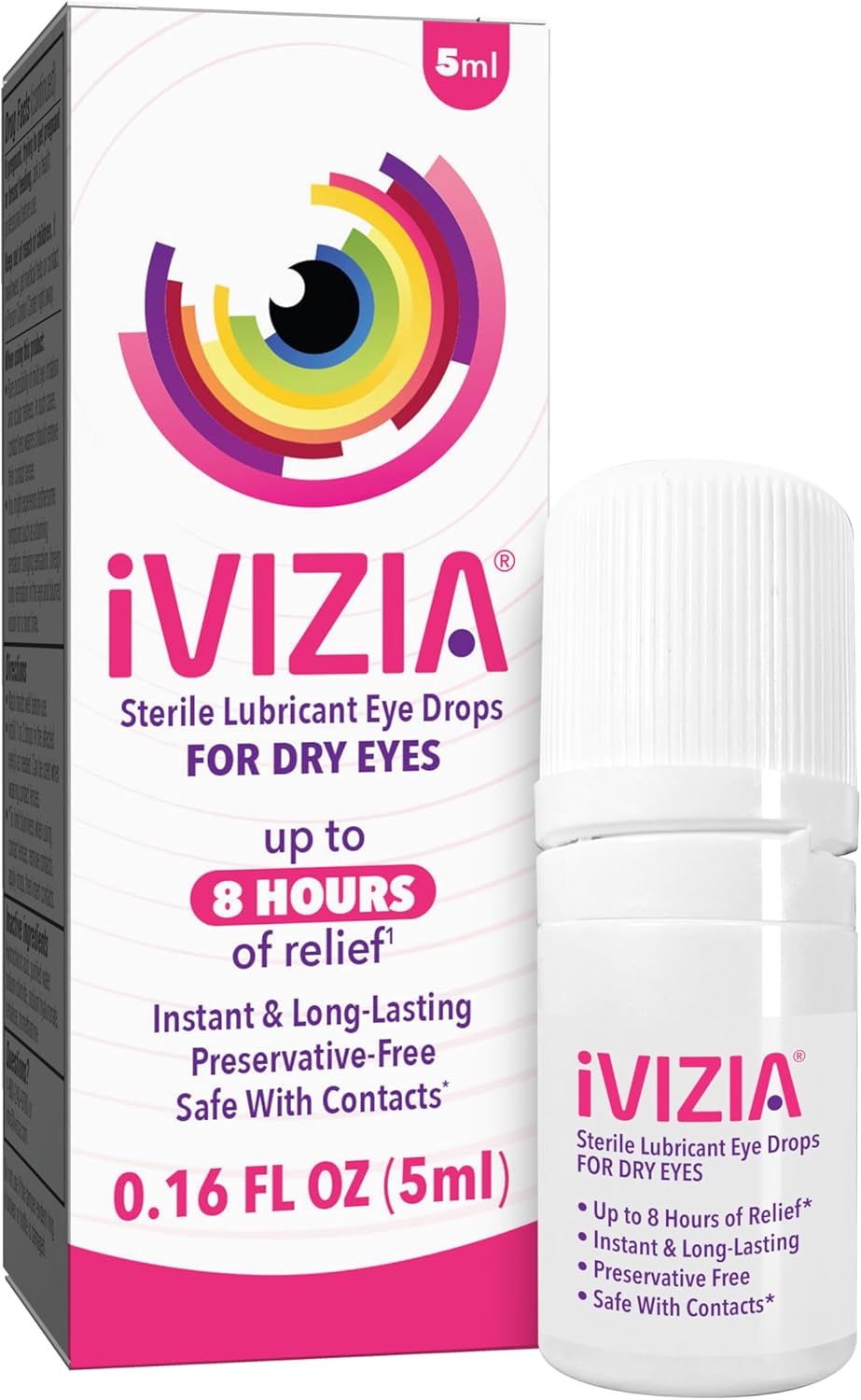 iVIZIA Sterile Lubricant Eye Drops for Dry Eyes, Preservative-Free, 5ml