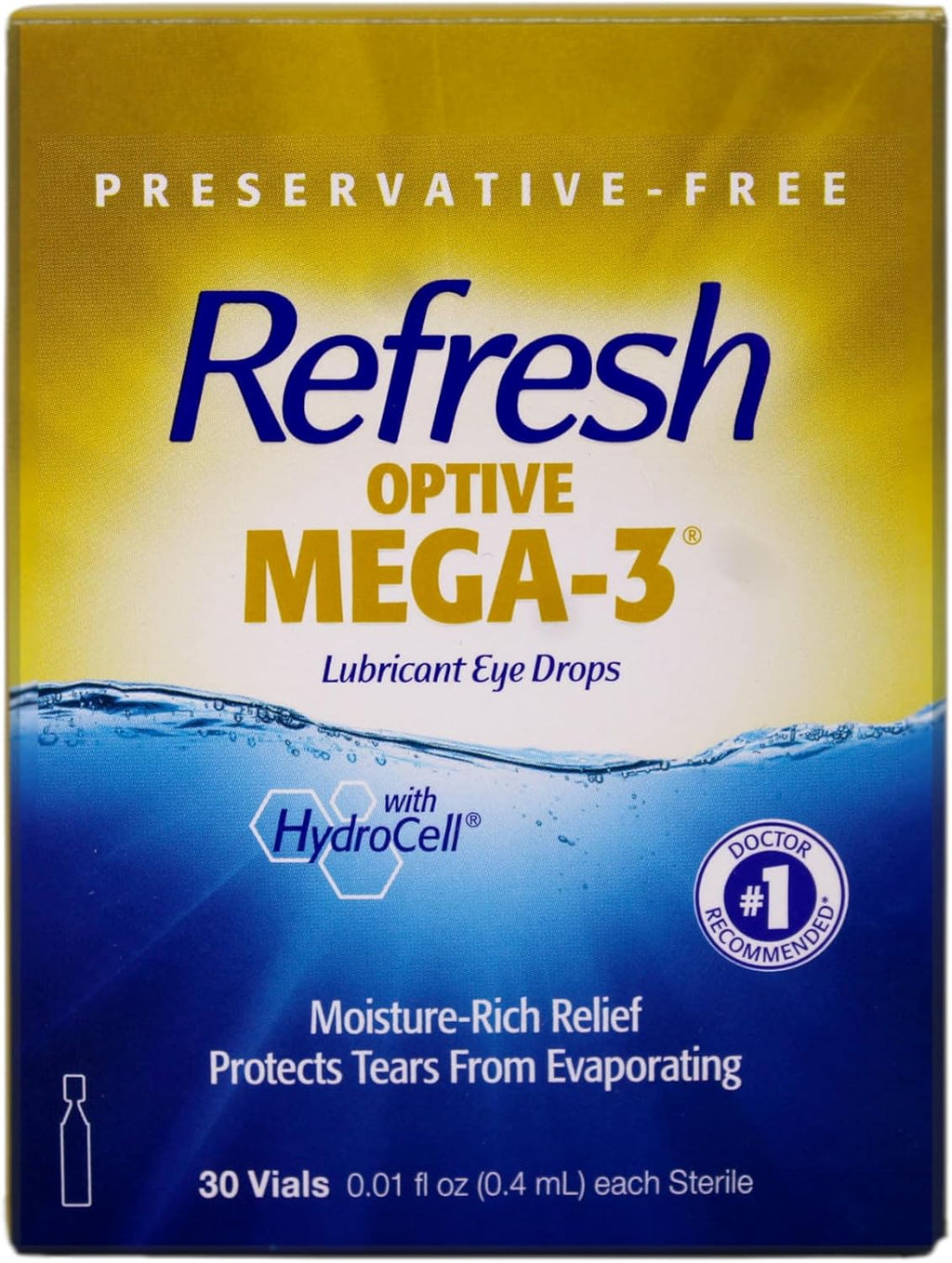 Refresh Optive Mega-3 Preservative-Free Lubricant Eye Drops, 0.01 Fluid Ounce Vials - 30 Count (Pack of 2)