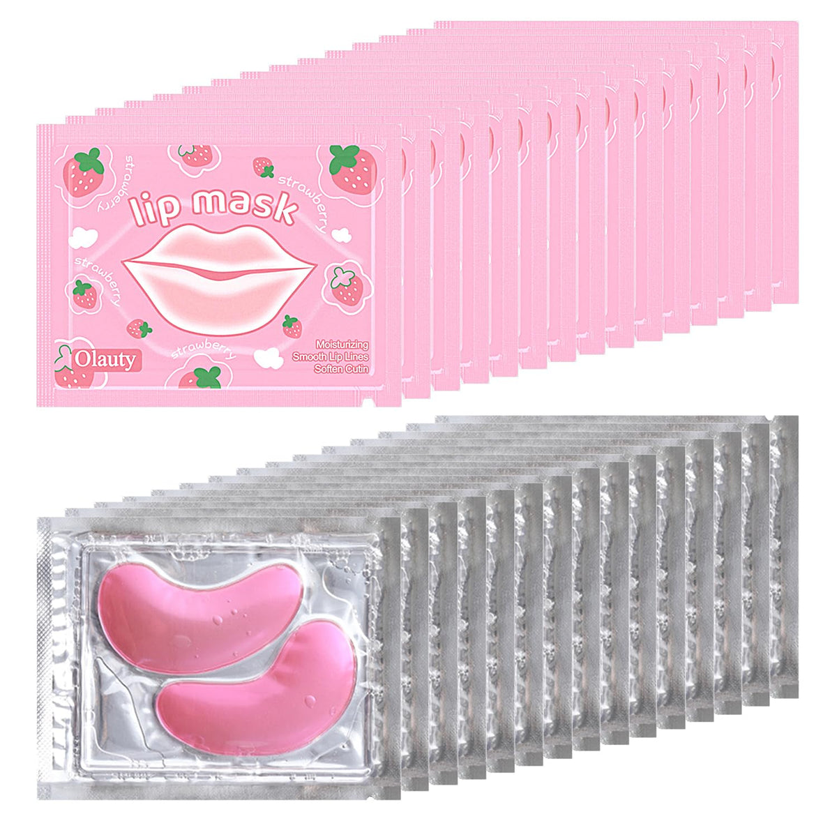 30 Pairs Eye Masks & Lip Masks, Pink Eye Patches, Spa Party Bridesmaid Gift