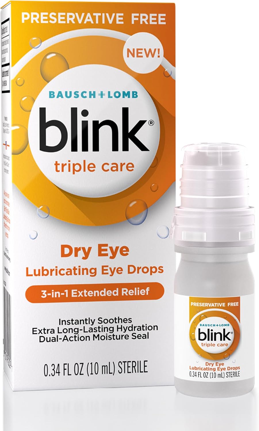 Blink Triple Care Preservative Free Lubricating Eye Drops, 0.4 fl oz