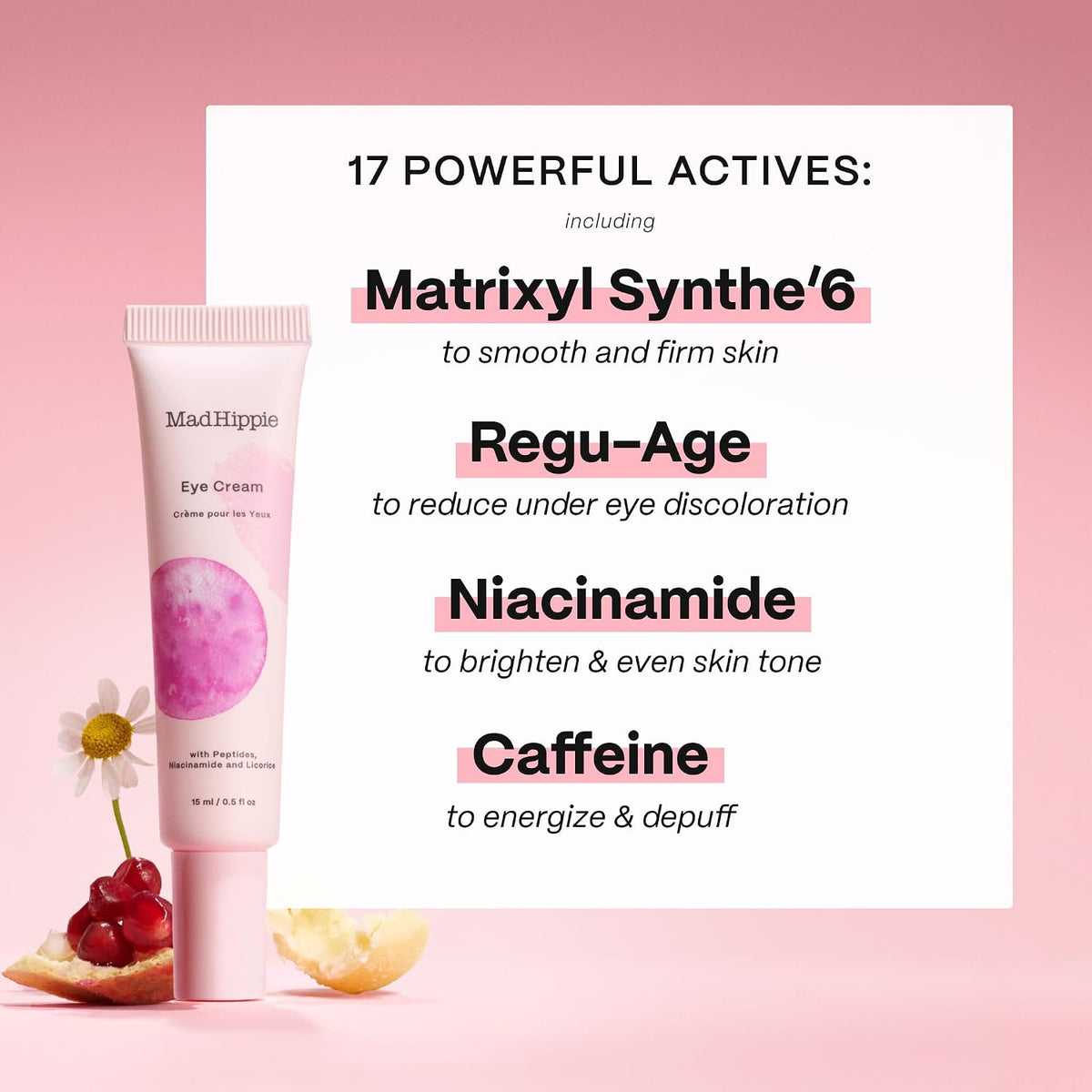 Mad Hippie Eye Cream with Caffeine, Peptides & Niacinamide, 0.5 Fl Oz