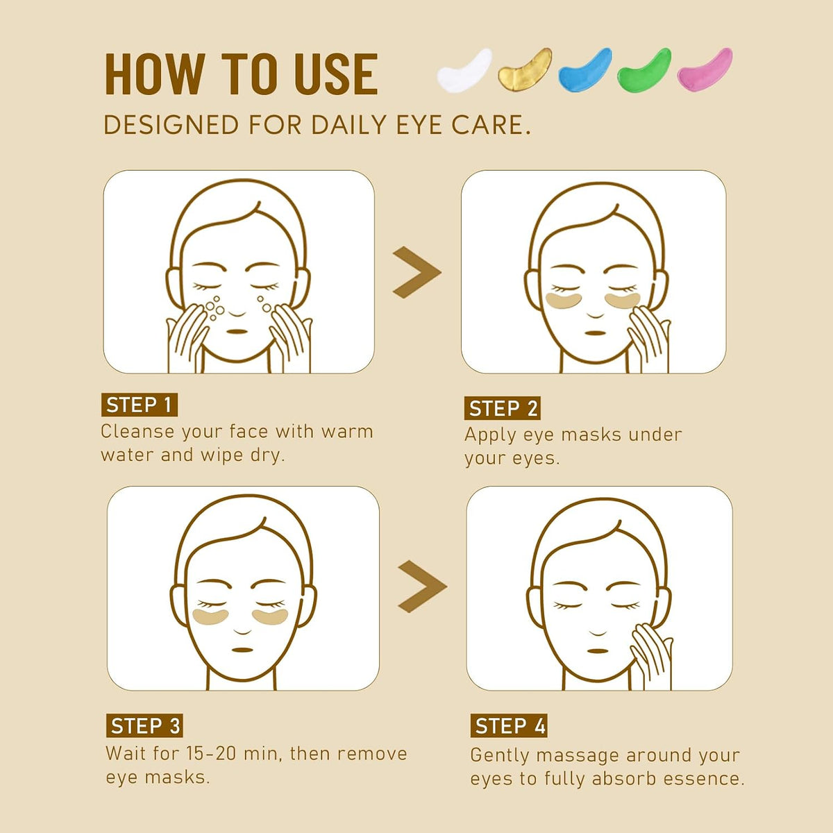 Yeokoe Under Eye Patches for Dark Circles,Eye Mask for Puffy Eyes With Collagen,Retinol,Vitmin C,Hyaluronic Acid and Niacinamide Face Masks Skincare Spa Gifts for Woman 20Pairs