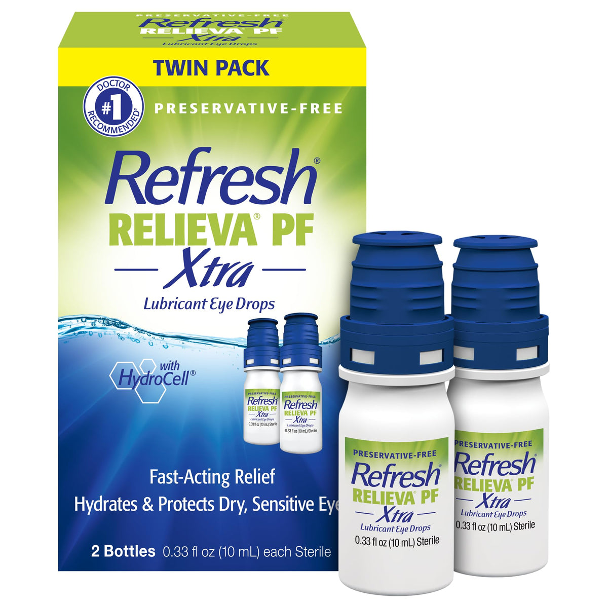 Refresh RELIEVA PF Xtra Preservative-Free Artificial Tears Lubricant Eye Drops, 0.33 fl oz (10 mL), 1 Count