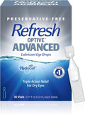 REFRESH OPTIVE Advanced PF Lubricant Eye Drops Preservative-Free Artificial Tears, 0.01 fl oz (0.4 mL), 30 Single-Use Containers