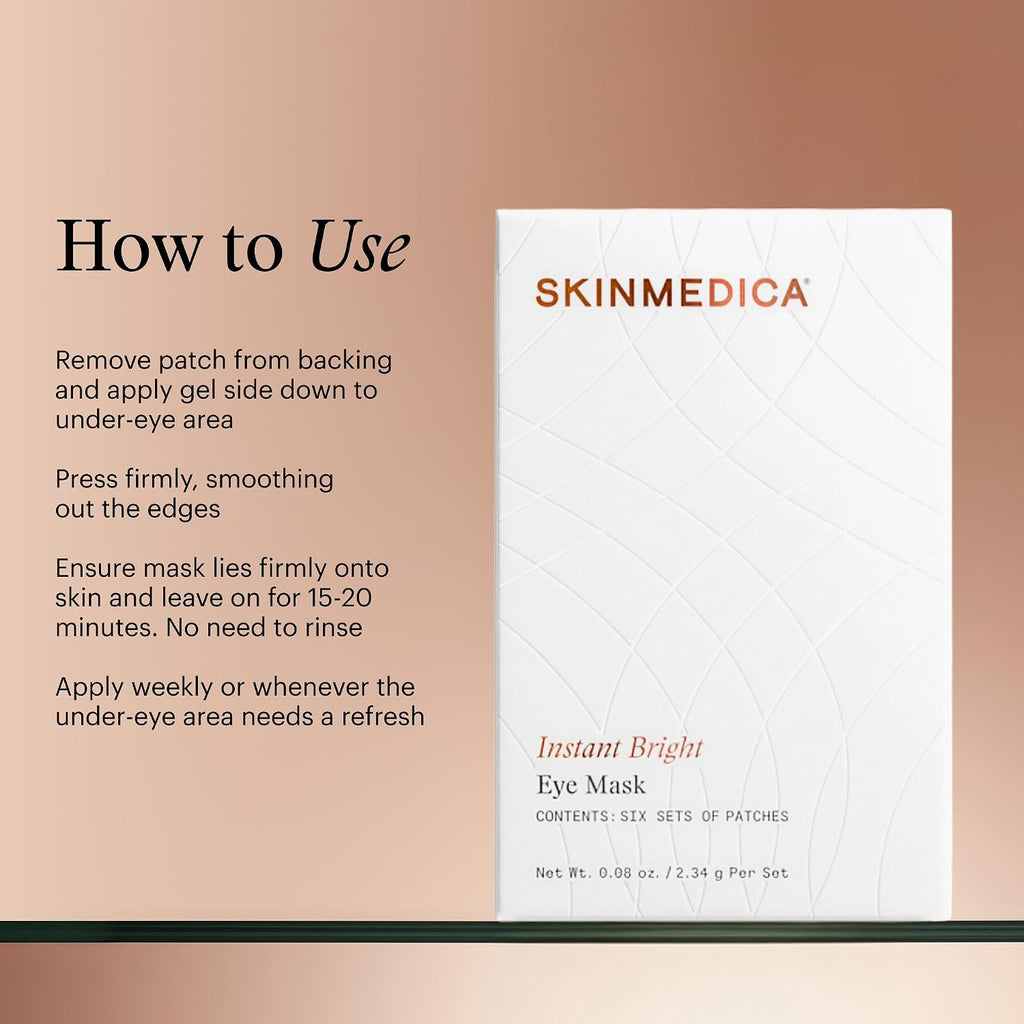 SkinMedica Instant Bright Eye Masks - Under Eye Patches for Puffy Eyes and Dark Circles to Look Youthful and Rested (Set of 6)