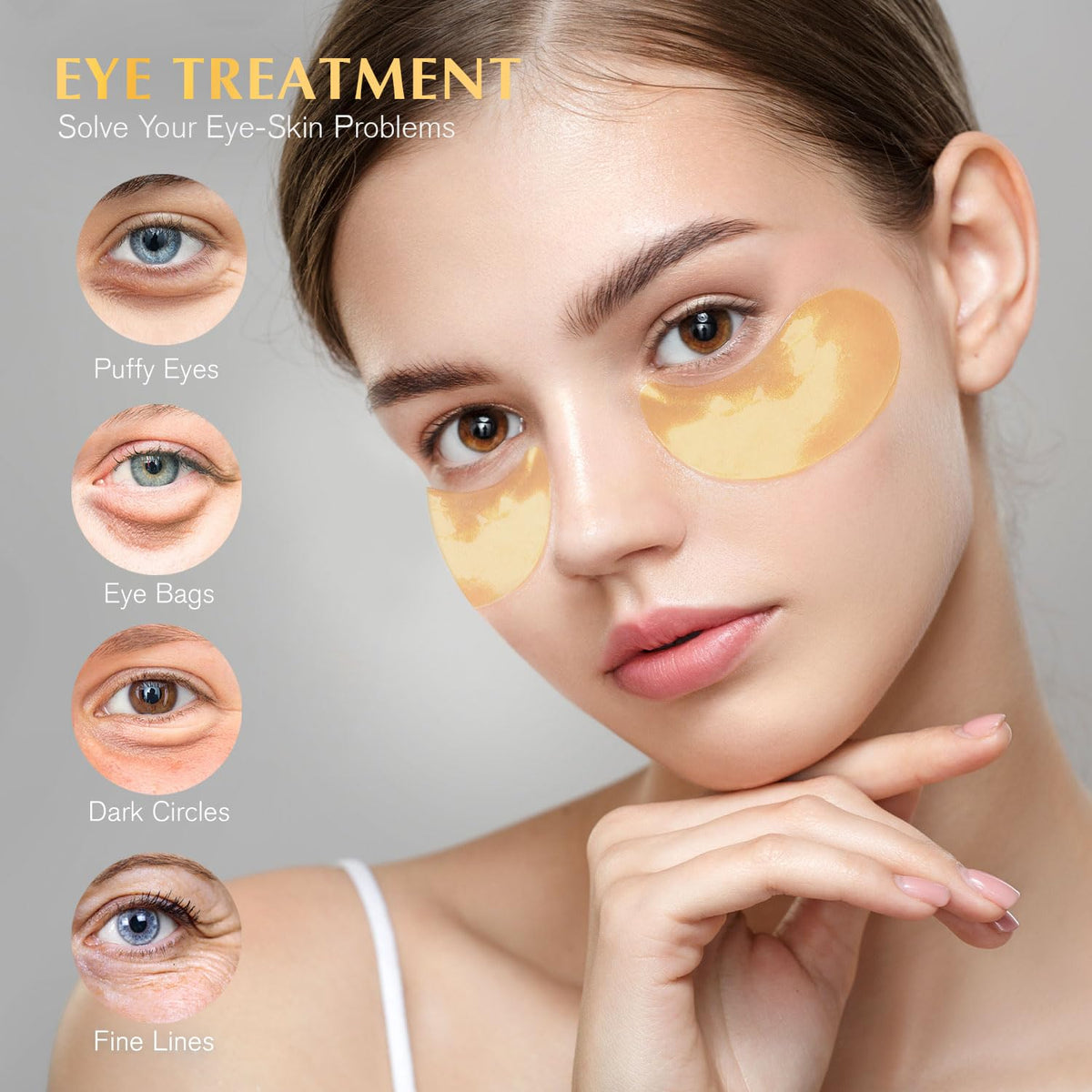 Enaskin Naturals 24K Gold Under Eye Patches for Dark Circles & Puffiness