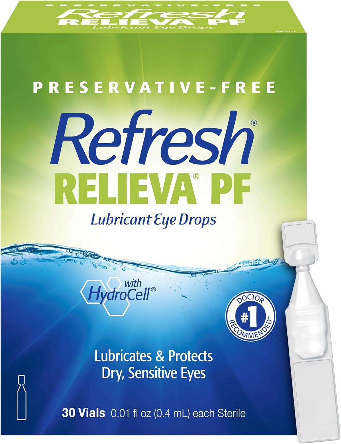 Refresh RELIEVA PF Preservative-Free Artificial Tears Lubricant Eye Drops, 0.01 fl oz (0.4 mL), 30 Single-Use Containers
