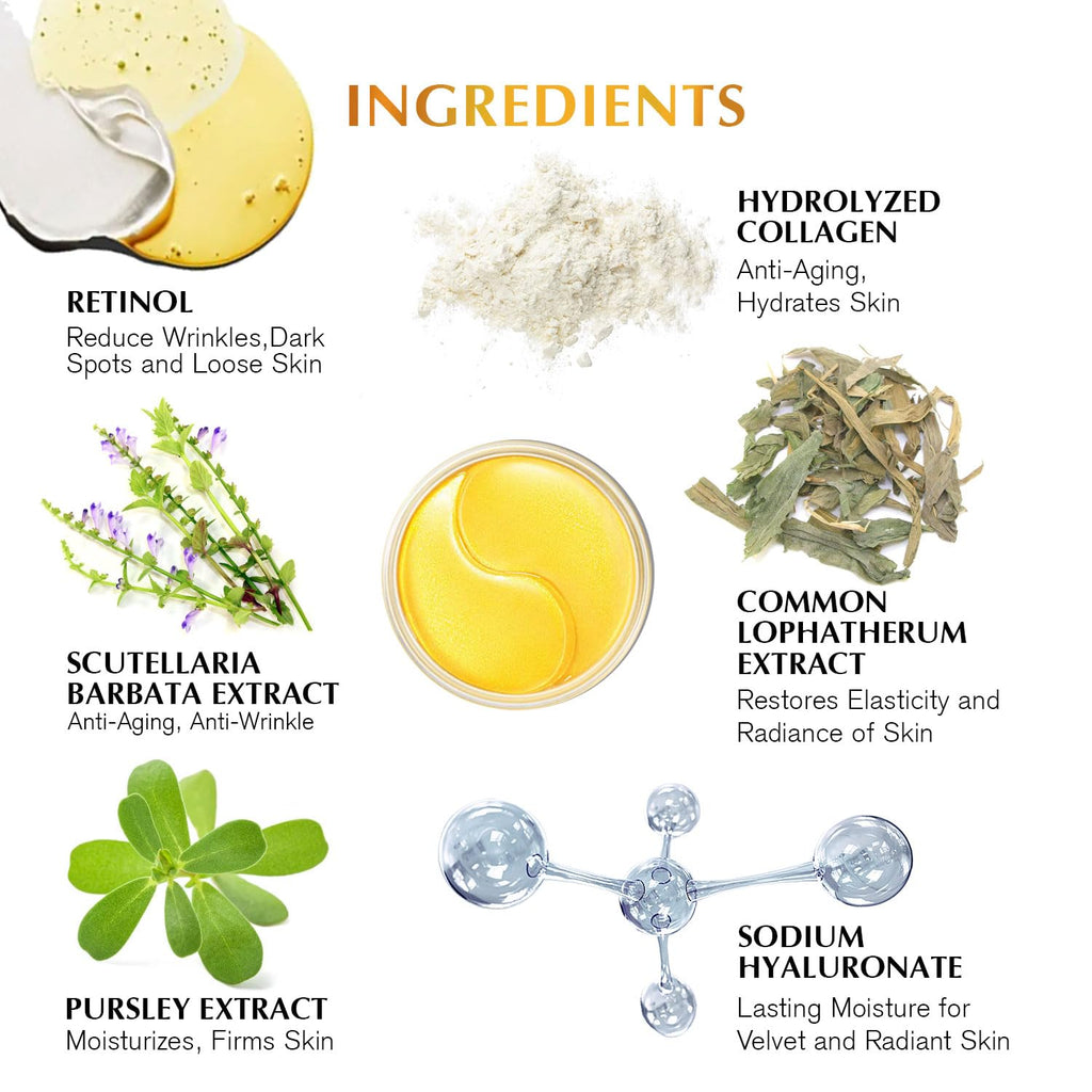 Enaskin Naturals 24K Gold Under Eye Patches for Dark Circles & Puffiness