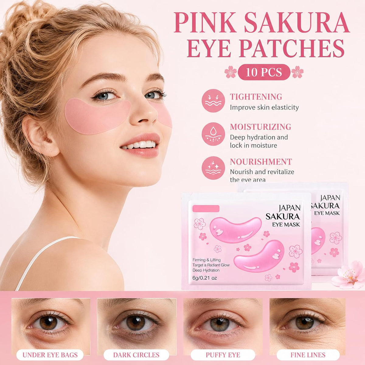 30 PCS Sakura Lip Mask & Eye Mask & Face Mask, Pink Party Favors for Women