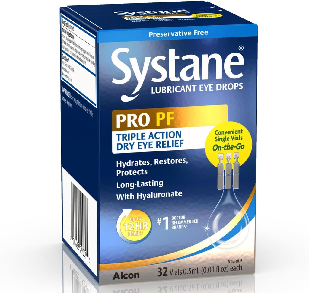 Systane PRO Preservative Free Eye Drops, 12 Hour Dry Eye Relief, 32 Vials