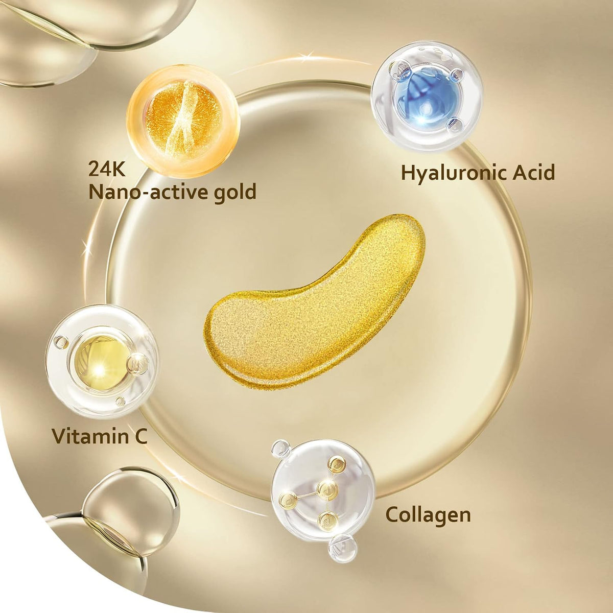 Taimand Under Eye Patches (30 Pairs), 24K Gold Eye Mask for Dark Circles