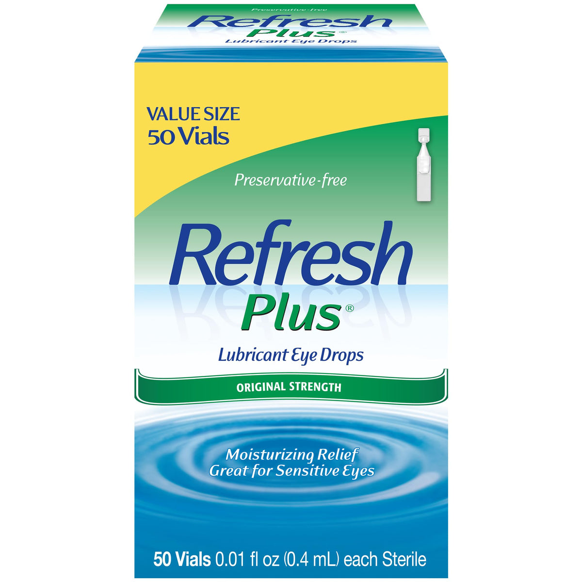 REFRESH PLUS Lubricant Eye Drops Preservative-Free Artificial Tears, 0.01 fl oz (0.4 mL), 30 Single-Use Containers