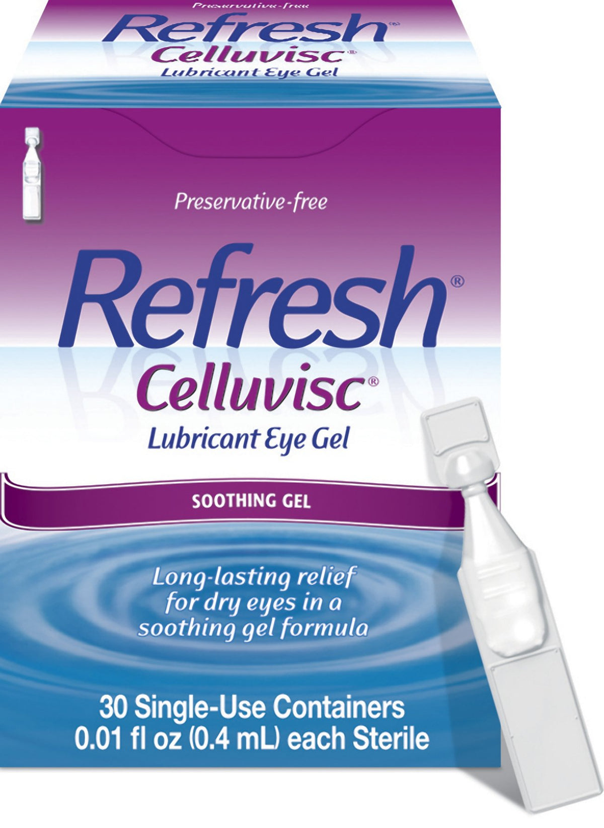 Refresh Celluvisc Lubricant Eye Gel for Dry Eyes, Preservative-Free Drops, 0.01 Fl Oz Single-Use Containers, 30 Count (Pack of 2)