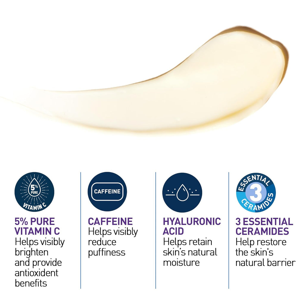 CeraVe Vitamin C Eye Cream, Hyaluronic Acid Under Eye Brightener, 0.5oz