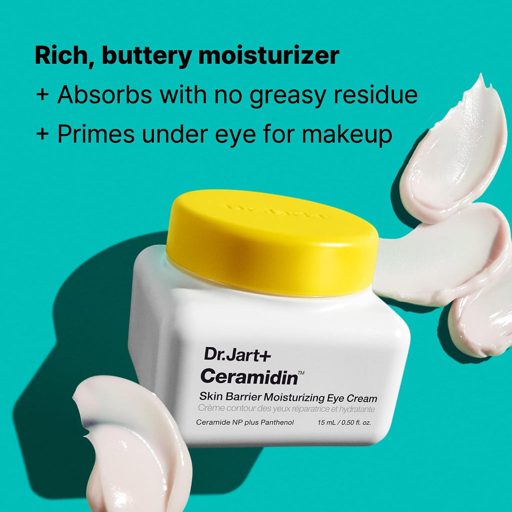 Dr.Jart+ Ceramidin Korean Eye Cream with Ceramides | Hydrates, Strengthens Skin Barrier, & Reduces Visible Puffiness | Suitable for Sensitive Skin | Korean Skin Care, 0.5 Fl Oz
