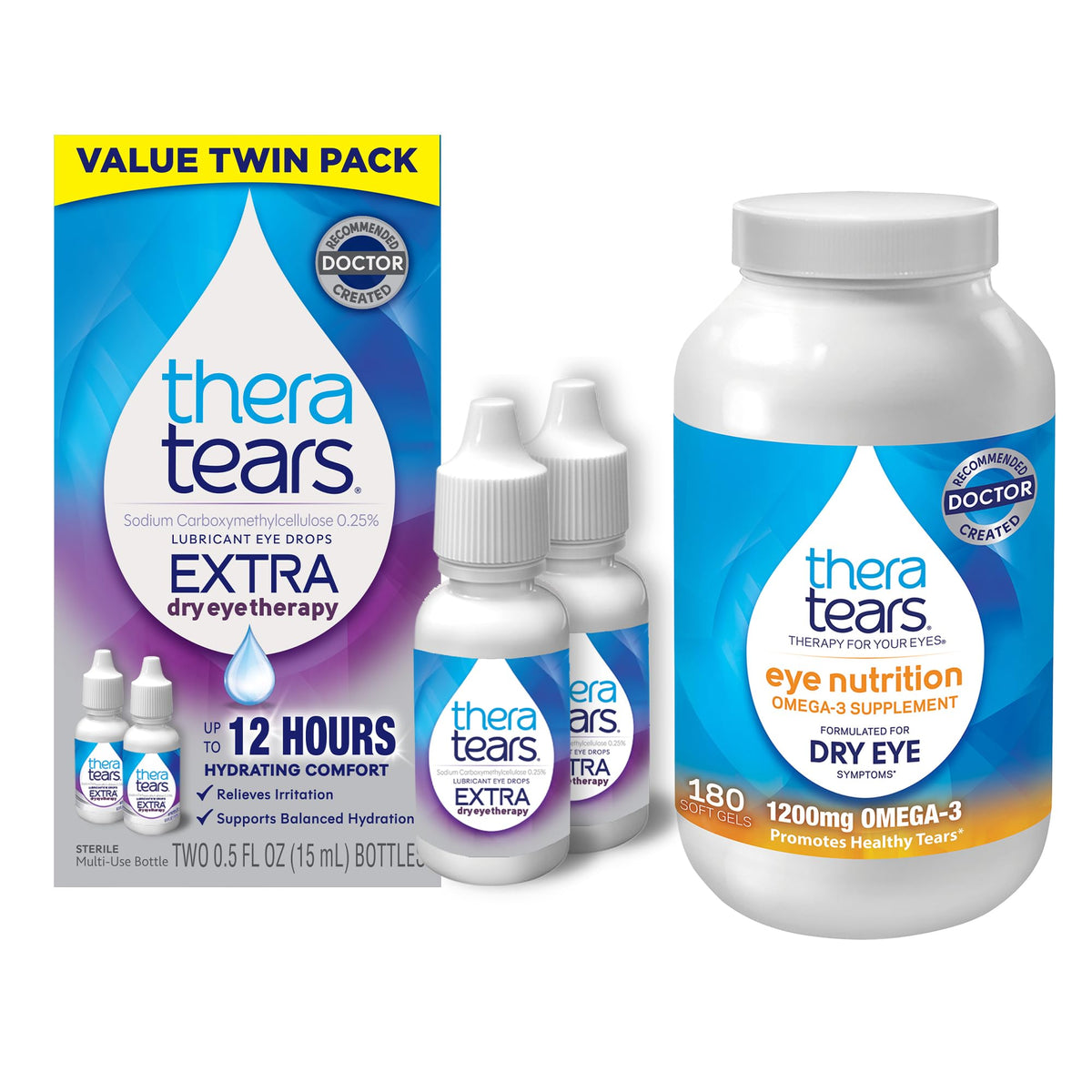 TheraTears Extra Dry Eye Drops, Lubricating, 0.5 Fl Oz, 2 Pk
