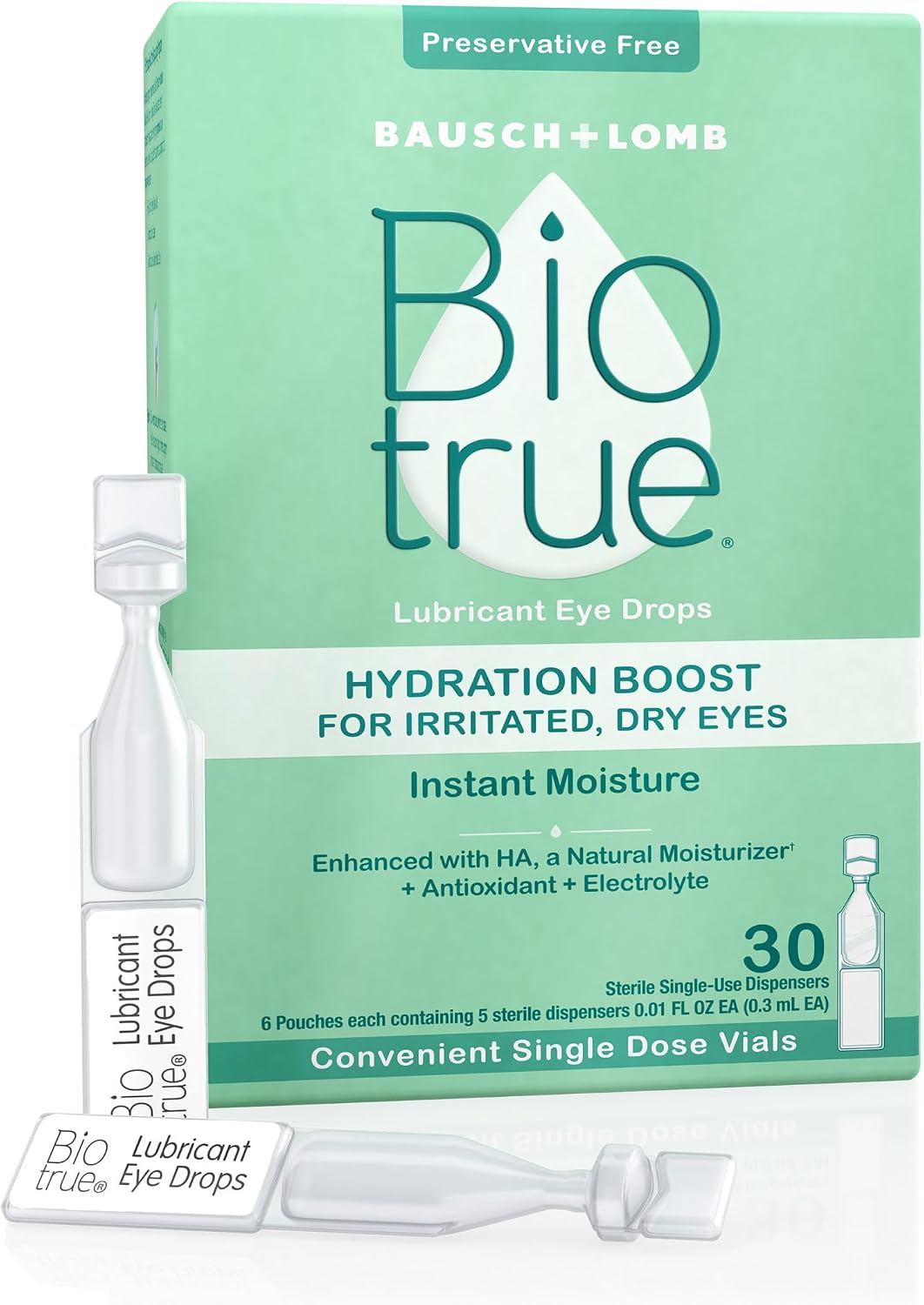 Biotrue Hydration Boost Preservative-Free Eye Drops, 30 Single Use Vials