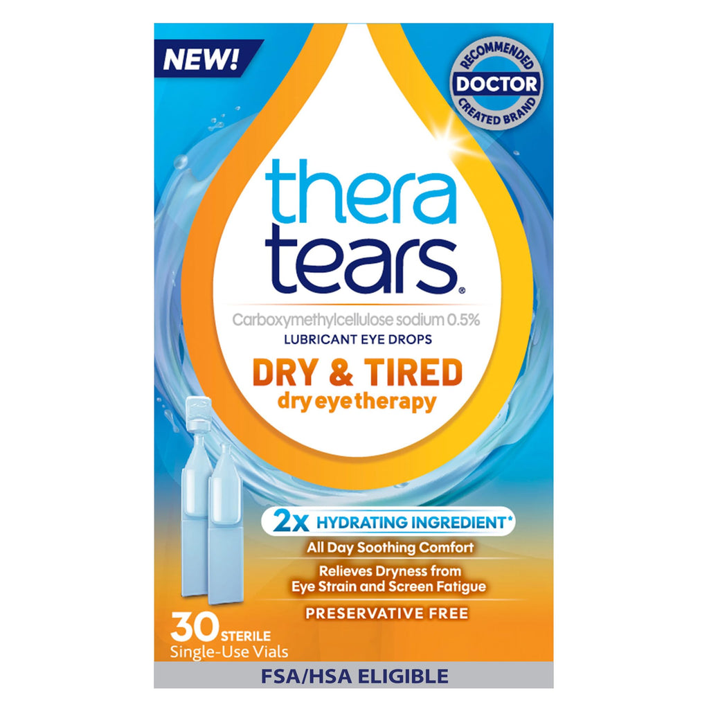 TheraTears Dry & Tired Eye Drops, Preservative-Free Vials, 30 Ct