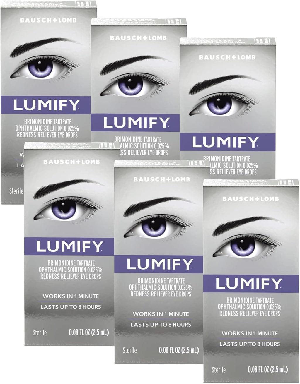 LUMIFY Redness Reliever Eye Drops 0.08 fl oz (2.5 mL) - Pack of 6