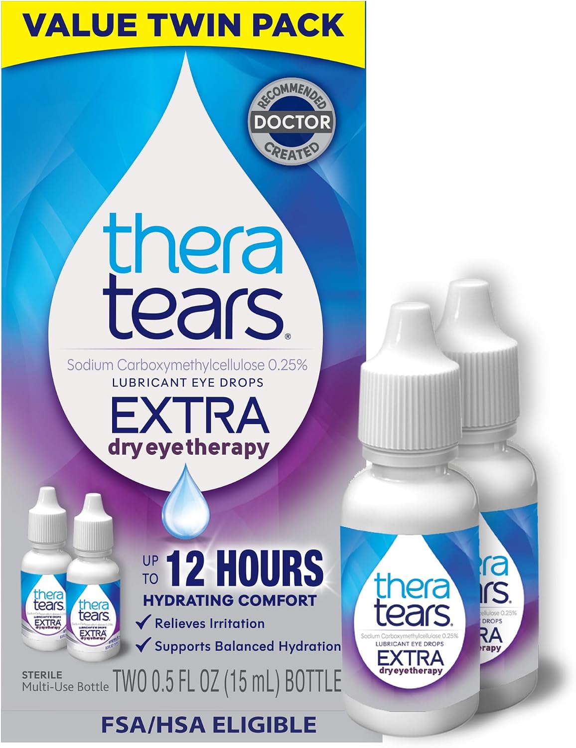TheraTears Extra Dry Eye Drops, Lubricating, 0.5 Fl Oz, 2 Pk