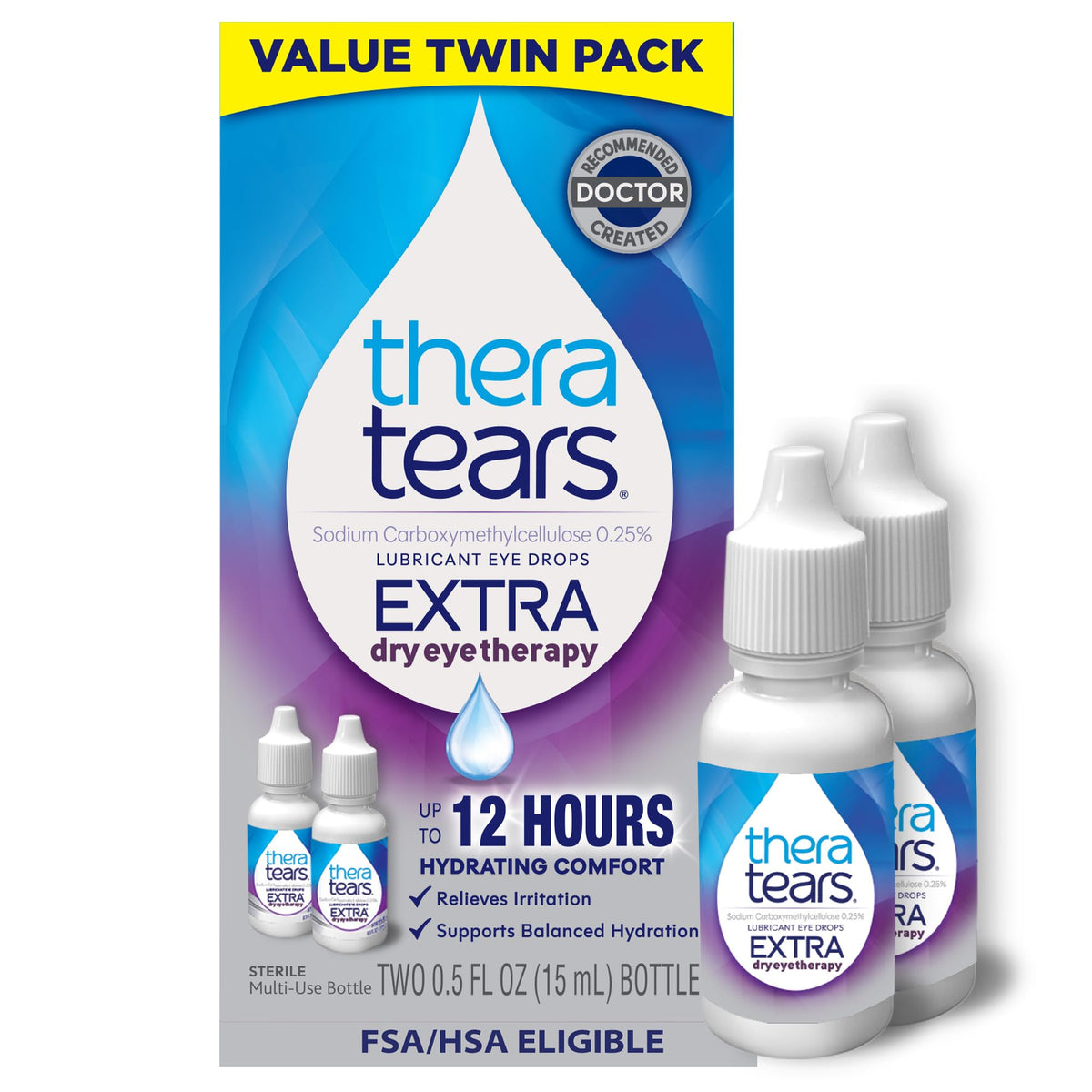 TheraTears Extra Dry Eye Drops, Lubricating, 0.5 Fl Oz, 2 Pk